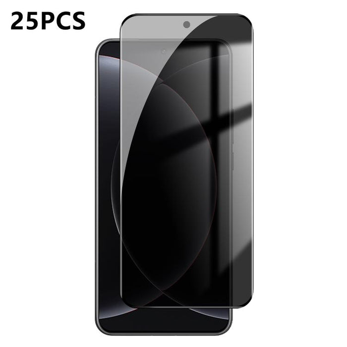 25 láminas de vidrio templado curvado de alta calidad, con protección antihuellas, serigrafiada, de alta cobertura y con acabado de aluminio, que brindan privacidad., For Redmi Note 15 4G / 5G Global 164mm, For Redmi Note 15 Pro+ Global 163.3mm        ...