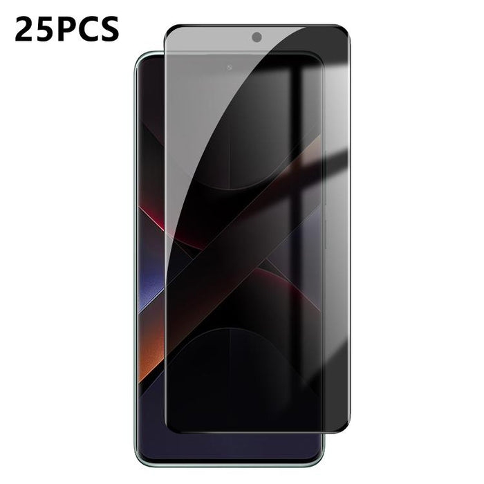 25 láminas de vidrio templado curvado de alta calidad, con protección antihuellas, serigrafiada, de alta cobertura y con acabado de aluminio, que brindan privacidad., For Redmi Note 15 4G / 5G Global 164mm, For Redmi Note 15 Pro+ Global 163.3mm        ...