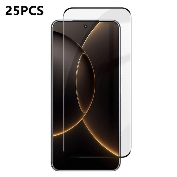 25 láminas de vidrio templado curvado HD de alta calidad, con acabado de aluminio, cobertura total, antihuellas y serigrafía., For Redmi Note 15 4G / 5G Global 164mm, For Redmi Note 15 Pro+ Global 163.3mm, For Xiaomi 15S Pro, For Xiaomi Poco X7        ...