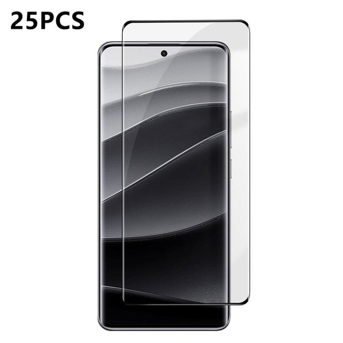 25 láminas de vidrio templado curvado HD de alta calidad, con acabado de aluminio, cobertura total, antihuellas y serigrafía., For Redmi Note 15 4G / 5G Global 164mm, For Redmi Note 15 Pro+ Global 163.3mm, For Xiaomi 15S Pro, For Xiaomi Poco X7        ...