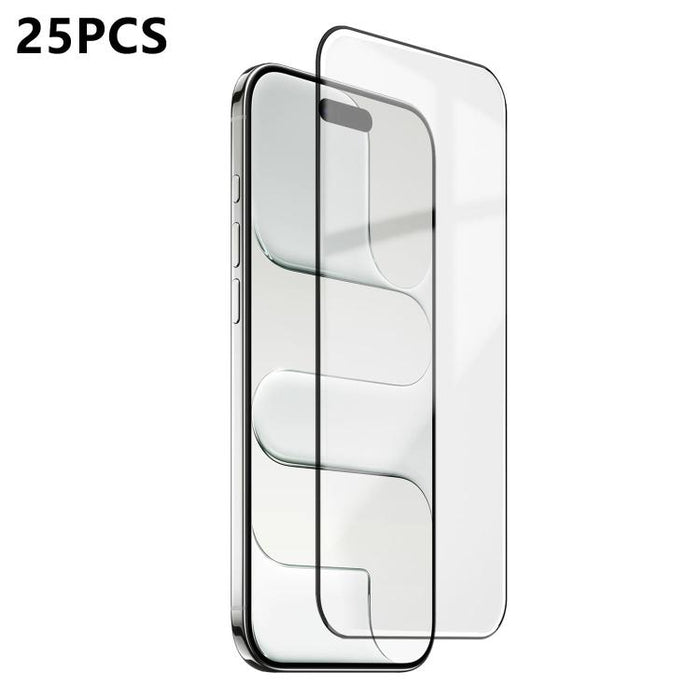 25 láminas de vidrio templado de alta alúmina ultrafinas con impresión ultrasónica HD y adhesivo completo., For iPhone 17e / 16e, For iPhone 17 Pro Max, For iPhone 17 Pro, For iPhone 17, For iPhone Air, For iPhone 16 Pro Max, For iPhone 16 Pro         ...