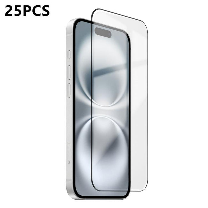 25 láminas de vidrio templado de alta alúmina ultrafinas con impresión ultrasónica HD y adhesivo completo., For iPhone 17e / 16e, For iPhone 17 Pro Max, For iPhone 17 Pro, For iPhone 17, For iPhone Air, For iPhone 16 Pro Max, For iPhone 16 Pro         ...