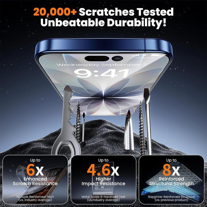 25 láminas de vidrio templado de alta alúmina ultrafinas con impresión ultrasónica HD y adhesivo completo., For iPhone 17e / 16e, For iPhone 17 Pro Max, For iPhone 17 Pro, For iPhone 17, For iPhone Air, For iPhone 16 Pro Max, For iPhone 16 Pro         ...
