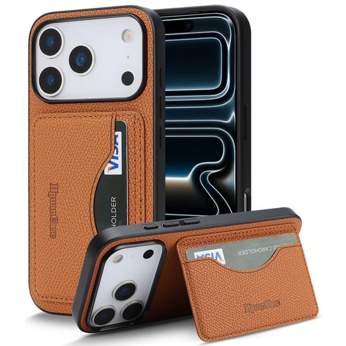 Funda trasera para teléfono con tarjetero magnético de piel vegana estilo retro, For iPhone 17e / 16e, For iPhone 17 Pro Max, For iPhone 17 Pro, For iPhone 17, For iPhone 16 Pro Max, For iPhone 16 Pro, For iPhone 16 Plus, For iPhone 16