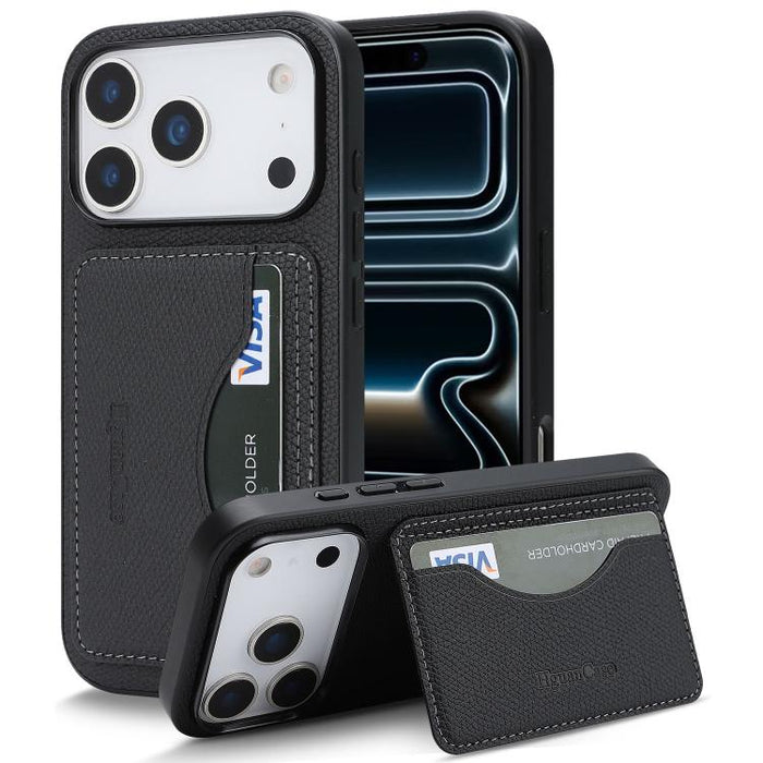Funda trasera para teléfono con tarjetero magnético de piel vegana estilo retro, For iPhone 17e / 16e, For iPhone 17 Pro Max, For iPhone 17 Pro, For iPhone 17, For iPhone 16 Pro Max, For iPhone 16 Pro, For iPhone 16 Plus, For iPhone 16