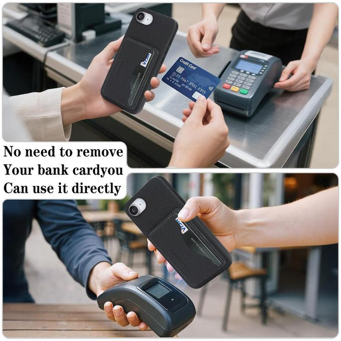 Funda trasera para teléfono con tarjetero magnético de piel vegana estilo retro, For iPhone 17e / 16e, For iPhone 17 Pro Max, For iPhone 17 Pro, For iPhone 17, For iPhone 16 Pro Max, For iPhone 16 Pro, For iPhone 16 Plus, For iPhone 16