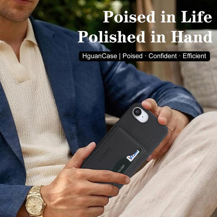 Funda trasera para teléfono con tarjetero magnético de piel vegana estilo retro, For iPhone 17e / 16e, For iPhone 17 Pro Max, For iPhone 17 Pro, For iPhone 17, For iPhone 16 Pro Max, For iPhone 16 Pro, For iPhone 16 Plus, For iPhone 16