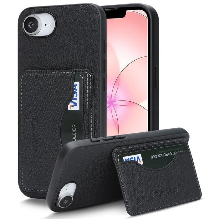 Funda trasera para teléfono con tarjetero magnético de piel vegana estilo retro, For iPhone 17e / 16e, For iPhone 17 Pro Max, For iPhone 17 Pro, For iPhone 17, For iPhone 16 Pro Max, For iPhone 16 Pro, For iPhone 16 Plus, For iPhone 16