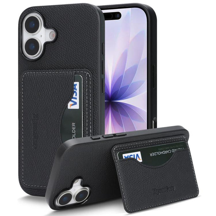 Funda trasera para teléfono con tarjetero magnético de piel vegana estilo retro, For iPhone 17e / 16e, For iPhone 17 Pro Max, For iPhone 17 Pro, For iPhone 17, For iPhone 16 Pro Max, For iPhone 16 Pro, For iPhone 16 Plus, For iPhone 16