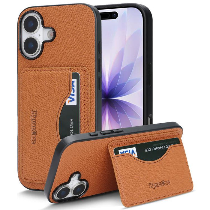 Funda trasera para teléfono con tarjetero magnético de piel vegana estilo retro, For iPhone 17e / 16e, For iPhone 17 Pro Max, For iPhone 17 Pro, For iPhone 17, For iPhone 16 Pro Max, For iPhone 16 Pro, For iPhone 16 Plus, For iPhone 16