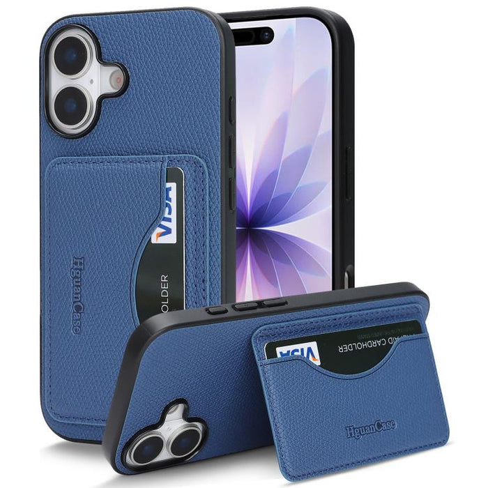 Funda trasera para teléfono con tarjetero magnético de piel vegana estilo retro, For iPhone 17e / 16e, For iPhone 17 Pro Max, For iPhone 17 Pro, For iPhone 17, For iPhone 16 Pro Max, For iPhone 16 Pro, For iPhone 16 Plus, For iPhone 16
