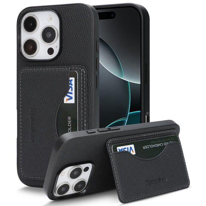 Funda trasera para teléfono con tarjetero magnético de piel vegana estilo retro, For iPhone 17e / 16e, For iPhone 17 Pro Max, For iPhone 17 Pro, For iPhone 17, For iPhone 16 Pro Max, For iPhone 16 Pro, For iPhone 16 Plus, For iPhone 16