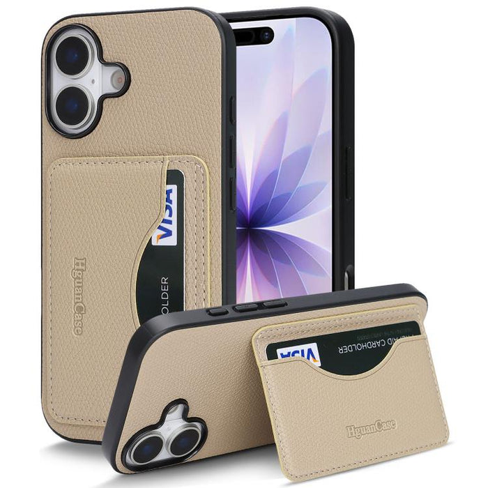 Funda trasera para teléfono con tarjetero magnético de piel vegana estilo retro, For iPhone 17e / 16e, For iPhone 17 Pro Max, For iPhone 17 Pro, For iPhone 17, For iPhone 16 Pro Max, For iPhone 16 Pro, For iPhone 16 Plus, For iPhone 16
