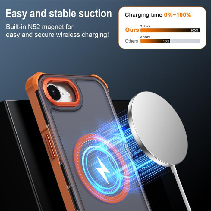 Funda para teléfono magnética semitransparente con acabado mate y protección antichoque en las cuatro esquinas, con tacto suave al tacto., For iPhone 17e / 16e, For iPhone 17 Pro Max, For iPhone 17 Pro, For iPhone 17, For iPhone Air, For iPhone 16 Pro ...