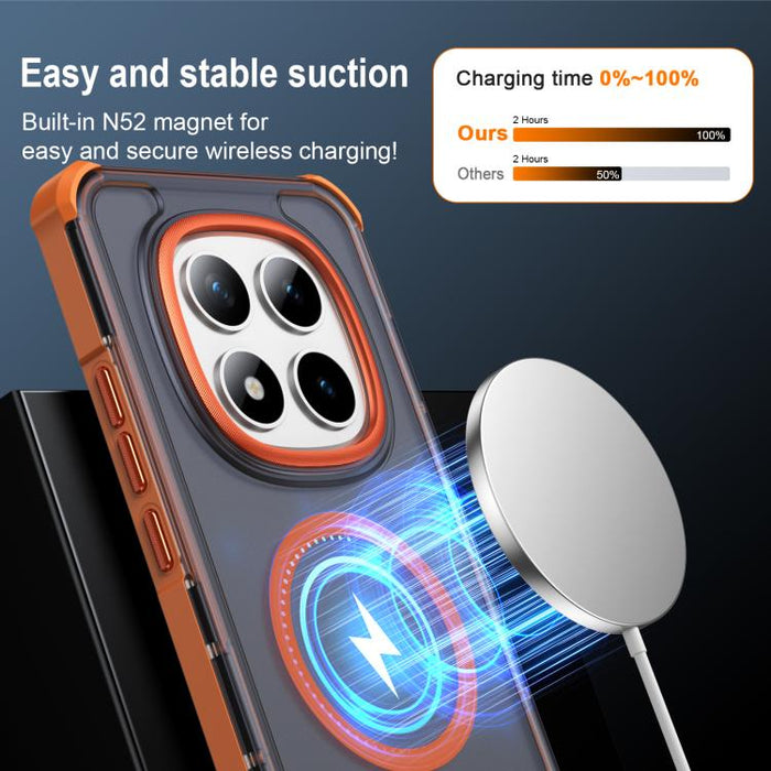 Funda para teléfono magnética semitransparente con acabado mate y protección antichoque en las cuatro esquinas, con tacto suave al tacto., For Redmi Note 15 Pro+ 5G Global 163.3mm, For Redmi Note 15 4G / 5G Global 164mm                                 ...