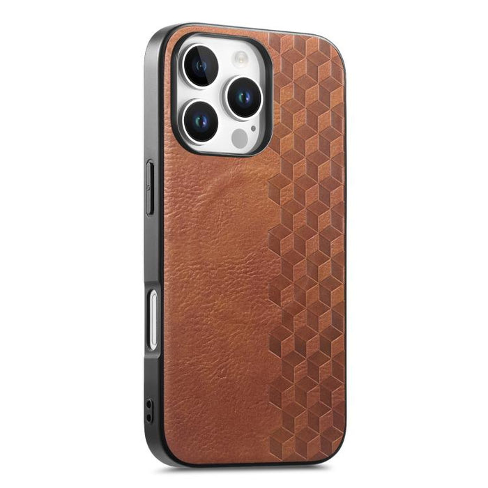 Funda magnética a prueba de golpes para teléfono con textura de cuadrícula 3D de PU, For iPhone 17 Pro, For iPhone Air, For iPhone 16 Pro, For iPhone 16