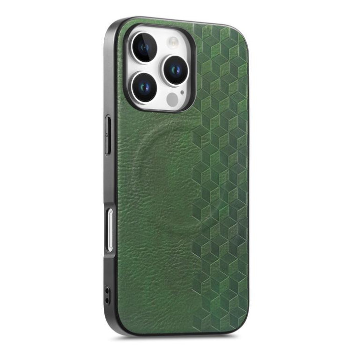 Funda magnética a prueba de golpes para teléfono con textura de cuadrícula 3D de PU, For iPhone 17 Pro, For iPhone Air, For iPhone 16 Pro, For iPhone 16