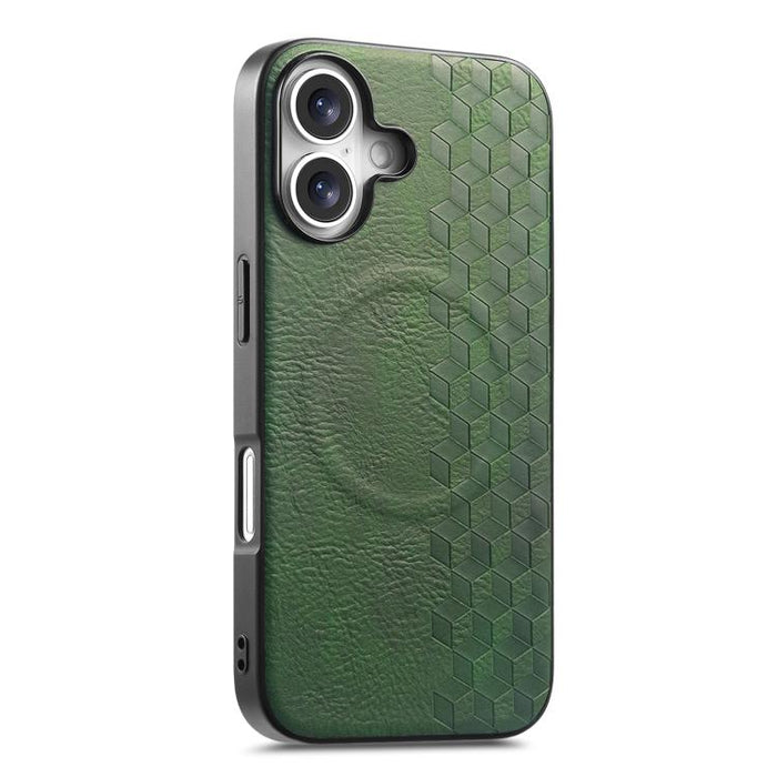 Funda magnética a prueba de golpes para teléfono con textura de cuadrícula 3D de PU, For iPhone 17 Pro, For iPhone Air, For iPhone 16 Pro, For iPhone 16