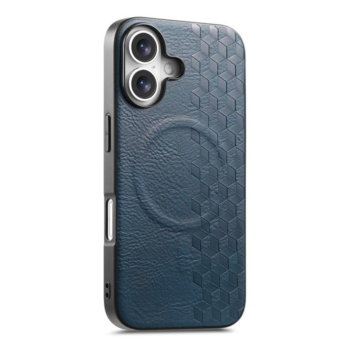 Funda magnética a prueba de golpes para teléfono con textura de cuadrícula 3D de PU, For iPhone 17 Pro, For iPhone Air, For iPhone 16 Pro, For iPhone 16