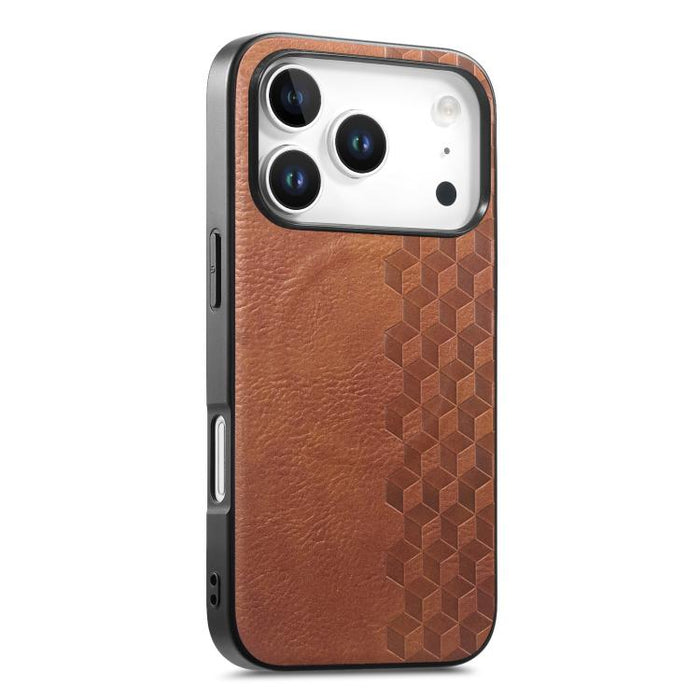 Funda magnética a prueba de golpes para teléfono con textura de cuadrícula 3D de PU, For iPhone 17 Pro, For iPhone Air, For iPhone 16 Pro, For iPhone 16
