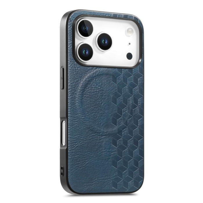 Funda magnética a prueba de golpes para teléfono con textura de cuadrícula 3D de PU, For iPhone 17 Pro, For iPhone Air, For iPhone 16 Pro, For iPhone 16