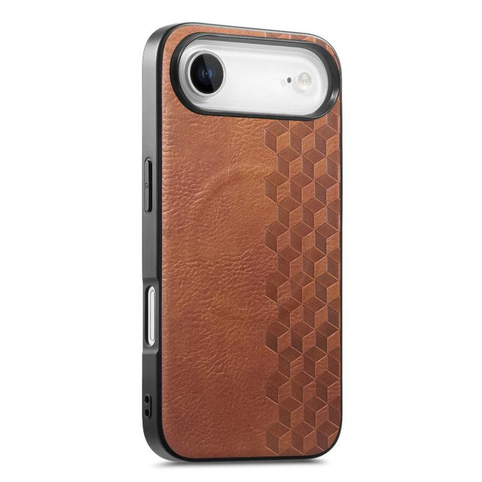Funda magnética a prueba de golpes para teléfono con textura de cuadrícula 3D de PU, For iPhone 17 Pro, For iPhone Air, For iPhone 16 Pro, For iPhone 16