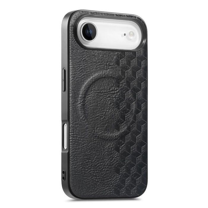 Funda magnética a prueba de golpes para teléfono con textura de cuadrícula 3D de PU, For iPhone 17 Pro, For iPhone Air, For iPhone 16 Pro, For iPhone 16
