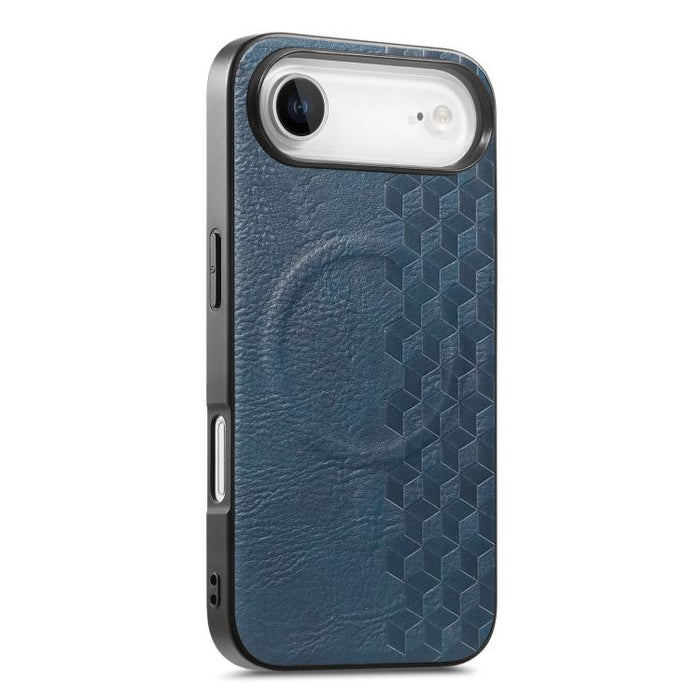 Funda magnética a prueba de golpes para teléfono con textura de cuadrícula 3D de PU, For iPhone 17 Pro, For iPhone Air, For iPhone 16 Pro, For iPhone 16