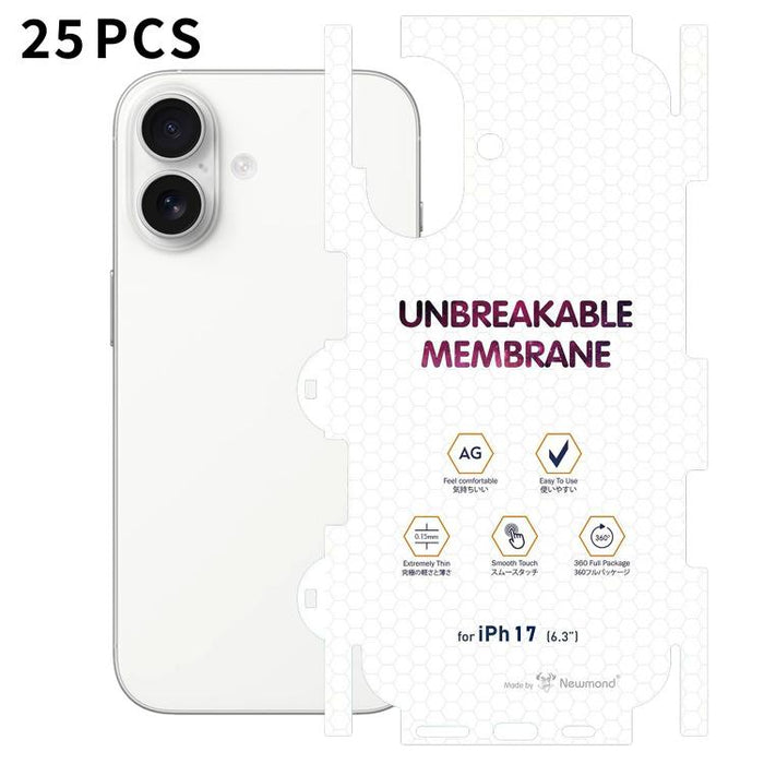 25 láminas de hidrogel esmeriladas de cobertura total con reverso invisible de diamante, For iPhone 17 Pro Max, For iPhone 17 Pro, For iPhone 17, For iPhone Air, For iPhone 16 Pro Max, For iPhone 16 Pro, For iPhone 16 Plus, For iPhone 16               ...