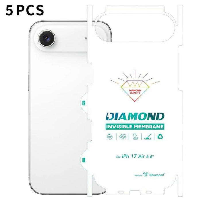 5 láminas de hidrogel transparentes HD de cobertura total con diseño de diamante invisible en la parte posterior., For iPhone 17 Pro Max, For iPhone 17 Pro, For iPhone 17, For iPhone Air, For iPhone 16 Pro Max, For iPhone 16 Pro, For iPhone 16 Plus    ...