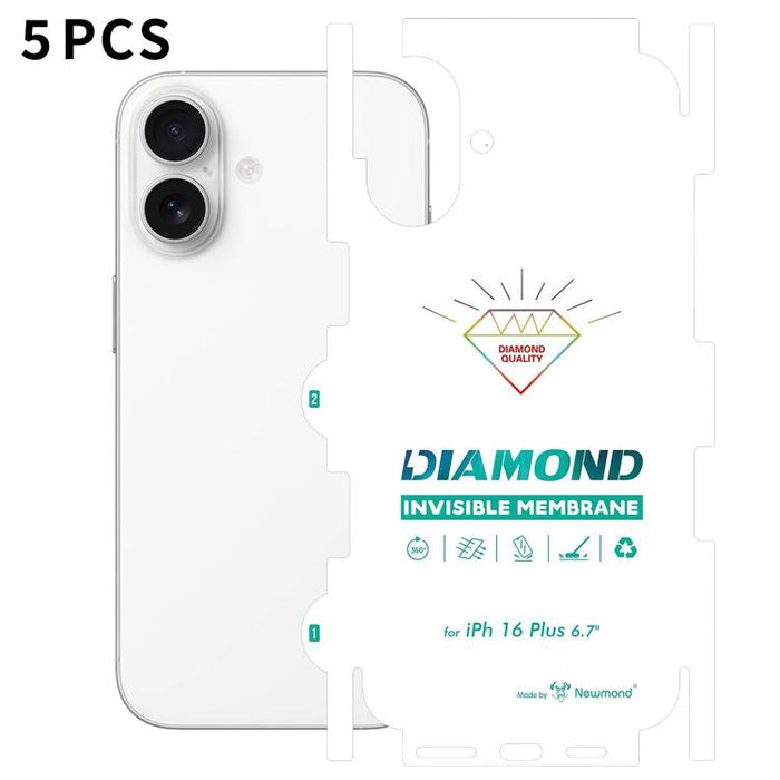 5 láminas de hidrogel transparentes HD de cobertura total con diseño de diamante invisible en la parte posterior., For iPhone 17 Pro Max, For iPhone 17 Pro, For iPhone 17, For iPhone Air, For iPhone 16 Pro Max, For iPhone 16 Pro, For iPhone 16 Plus    ...