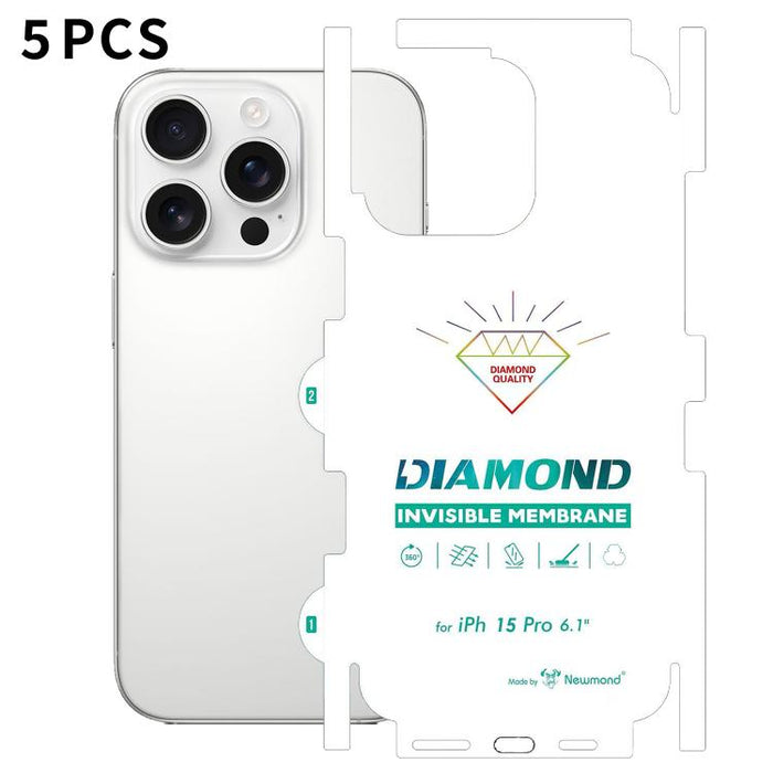 5 láminas de hidrogel transparentes HD de cobertura total con diseño de diamante invisible en la parte posterior., For iPhone 17 Pro Max, For iPhone 17 Pro, For iPhone 17, For iPhone Air, For iPhone 16 Pro Max, For iPhone 16 Pro, For iPhone 16 Plus    ...