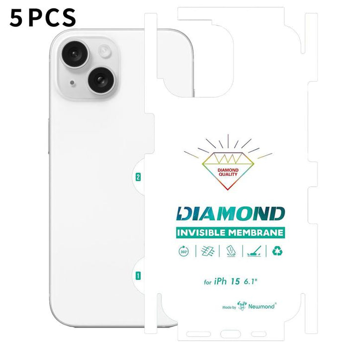 5 láminas de hidrogel transparentes HD de cobertura total con diseño de diamante invisible en la parte posterior., For iPhone 17 Pro Max, For iPhone 17 Pro, For iPhone 17, For iPhone Air, For iPhone 16 Pro Max, For iPhone 16 Pro, For iPhone 16 Plus    ...
