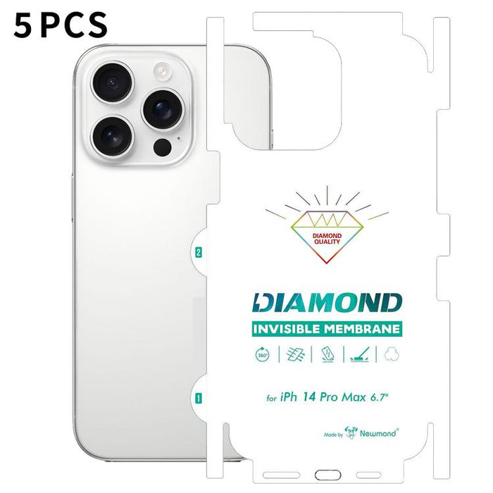 5 láminas de hidrogel transparentes HD de cobertura total con diseño de diamante invisible en la parte posterior., For iPhone 17 Pro Max, For iPhone 17 Pro, For iPhone 17, For iPhone Air, For iPhone 16 Pro Max, For iPhone 16 Pro, For iPhone 16 Plus    ...