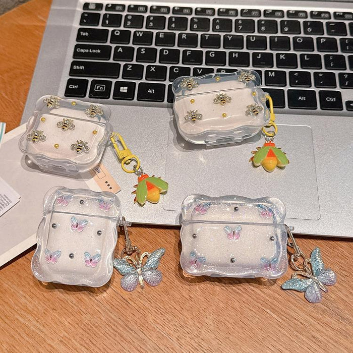 Estuche para auriculares inalámbricos Bluetooth con diseño de mariposa degradada de Super-Fairy, For Airpods 4, For Airpods 3, For Airpods 1 / 2