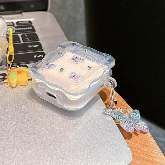 Estuche para auriculares inalámbricos Bluetooth con diseño de mariposa degradada de Super-Fairy, For Airpods 4, For Airpods 3, For Airpods 1 / 2