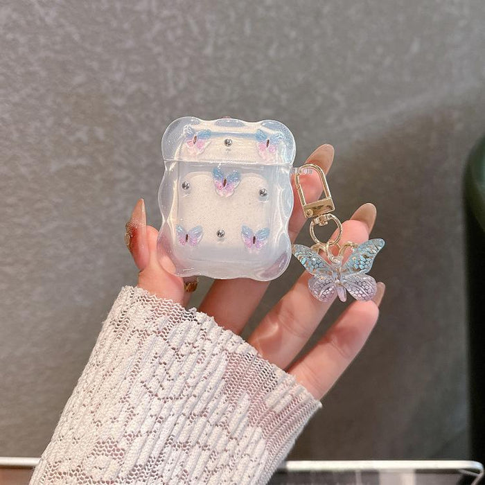 Estuche para auriculares inalámbricos Bluetooth con diseño de mariposa degradada de Super-Fairy, For Airpods 4, For Airpods 3, For Airpods 1 / 2