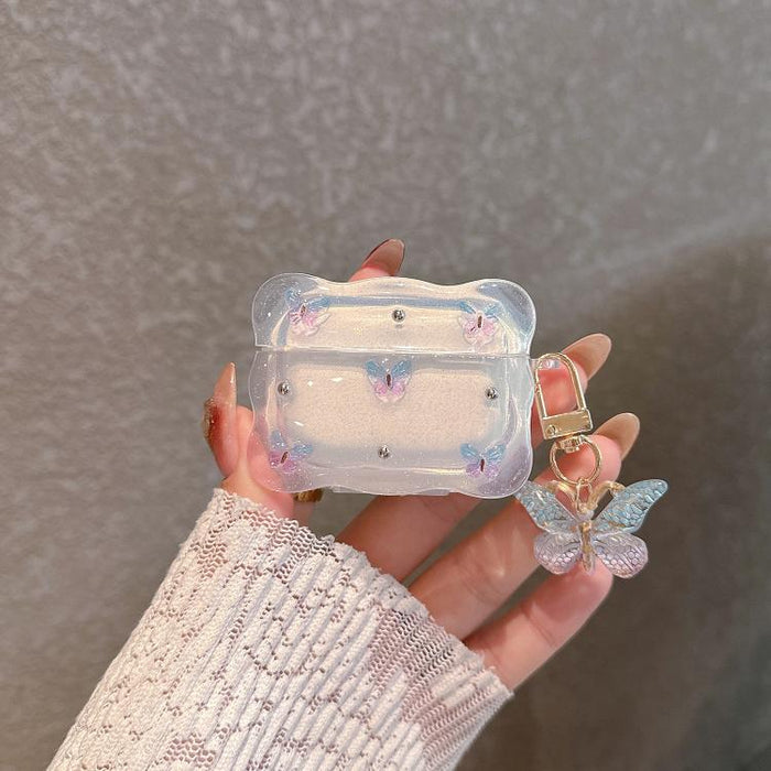 Estuche para auriculares inalámbricos Bluetooth con diseño de mariposa degradada de Super-Fairy, For Airpods 4, For Airpods 3, For Airpods 1 / 2