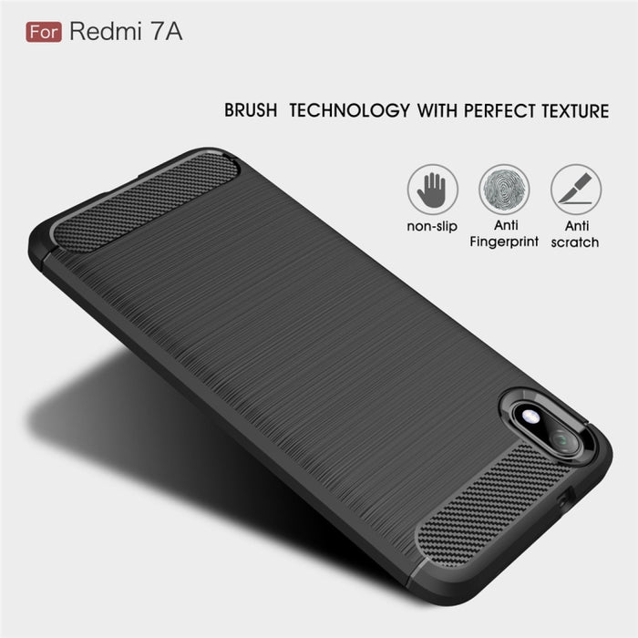 Estuche de TPU de fibra de carbono con textura cepillada para Xiaomi Redmi 7A