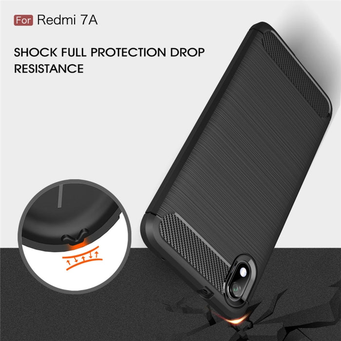 Estuche de TPU de fibra de carbono con textura cepillada para Xiaomi Redmi 7A