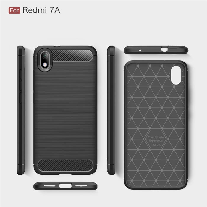 Estuche de TPU de fibra de carbono con textura cepillada para Xiaomi Redmi 7A