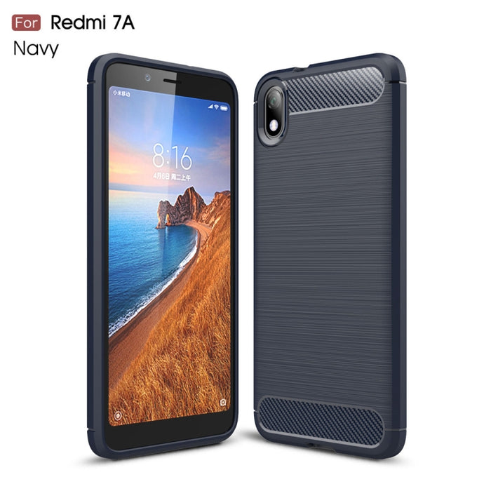 Estuche de TPU de fibra de carbono con textura cepillada para Xiaomi Redmi 7A