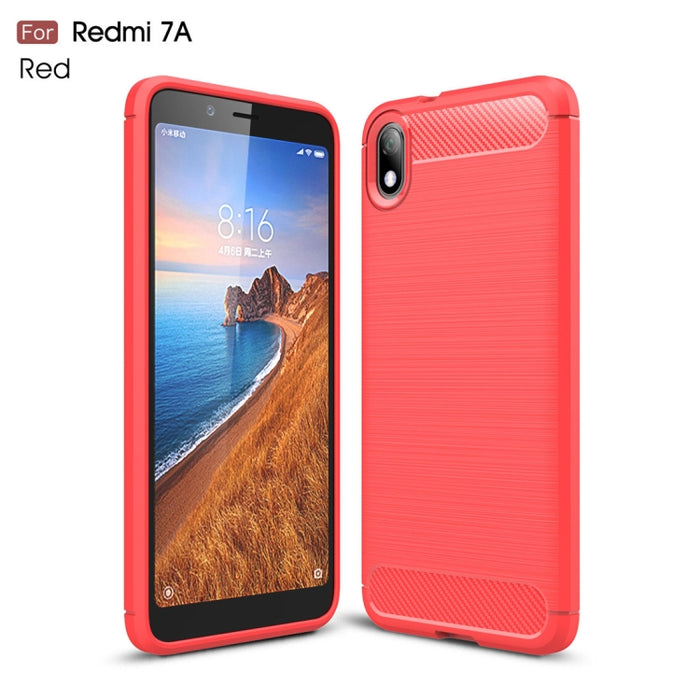 Estuche de TPU de fibra de carbono con textura cepillada para Xiaomi Redmi 7A