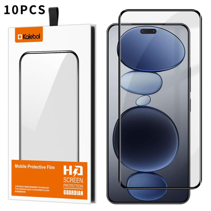 10 láminas de vidrio templado HD serigrafiadas, curvas, con adhesivo completo, de alto contenido en aluminio, con cobertura total y antihuellas, de la marca Kalebol., For Redmi Note 15 Pro+ 5G Global 163.3mm, For Redmi Note 15 5G Global 164mm          ...