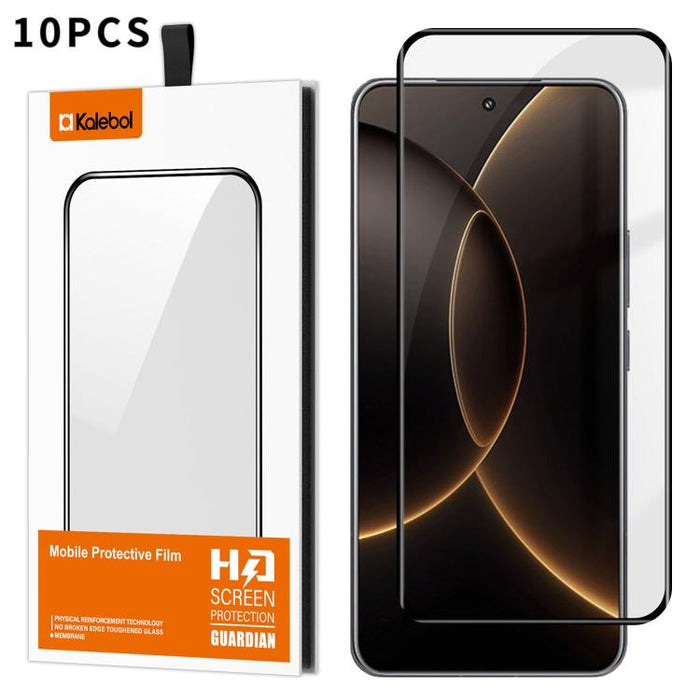 10 láminas de vidrio templado HD serigrafiadas, curvas, con adhesivo completo, de alto contenido en aluminio, con cobertura total y antihuellas, de la marca Kalebol., For Redmi Note 15 Pro+ 5G Global 163.3mm, For Redmi Note 15 5G Global 164mm          ...
