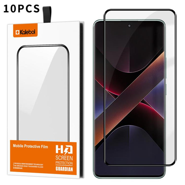 10 láminas de vidrio templado HD serigrafiadas, curvas, con adhesivo completo, de alto contenido en aluminio, con cobertura total y antihuellas, de la marca Kalebol., For Redmi Note 15 Pro+ 5G Global 163.3mm, For Redmi Note 15 5G Global 164mm          ...