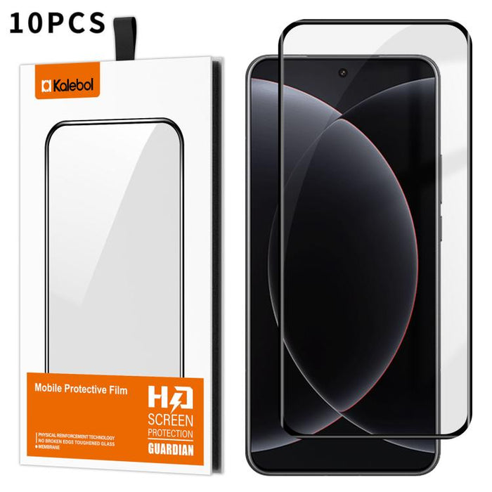 10 láminas de vidrio templado HD serigrafiadas, curvas, con adhesivo completo, de alto contenido en aluminio, con cobertura total y antihuellas, de la marca Kalebol., For Redmi Note 15 Pro+ 5G Global 163.3mm, For Redmi Note 15 5G Global 164mm          ...