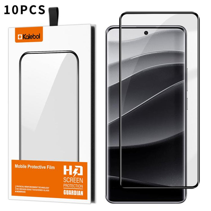 10 láminas de vidrio templado HD serigrafiadas, curvas, con adhesivo completo, de alto contenido en aluminio, con cobertura total y antihuellas, de la marca Kalebol., For Redmi Note 15 Pro+ 5G Global 163.3mm, For Redmi Note 15 5G Global 164mm          ...