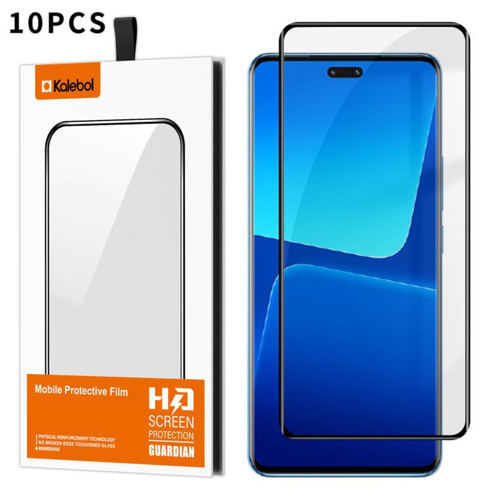 10 láminas de vidrio templado HD serigrafiadas, curvas, con adhesivo completo, de alto contenido en aluminio, con cobertura total y antihuellas, de la marca Kalebol., For Redmi Note 15 Pro+ 5G Global 163.3mm, For Redmi Note 15 5G Global 164mm          ...