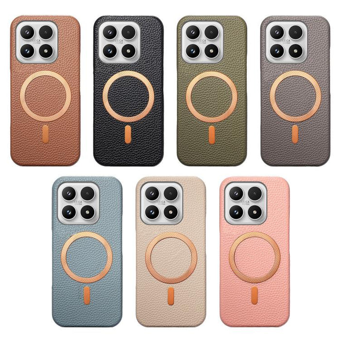 Funda para teléfono MagSafe de PU con textura de lichi cepillada, For Redmi Note 15 Pro+ Global 163.3mm, For Redmi Note 15 4G / 5G Global 164mm, For Xiaomi 17 Pro Max, For Redmi Note 15 Pro Global 163.6mm, For Xiaomi 17 Pro, For Xiaomi 17
